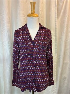 QMack Purple Heart-Print Button-Down Shirt